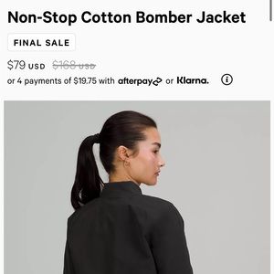 Lululemon Non-Stop Cotton Bomber Jacket- size 8